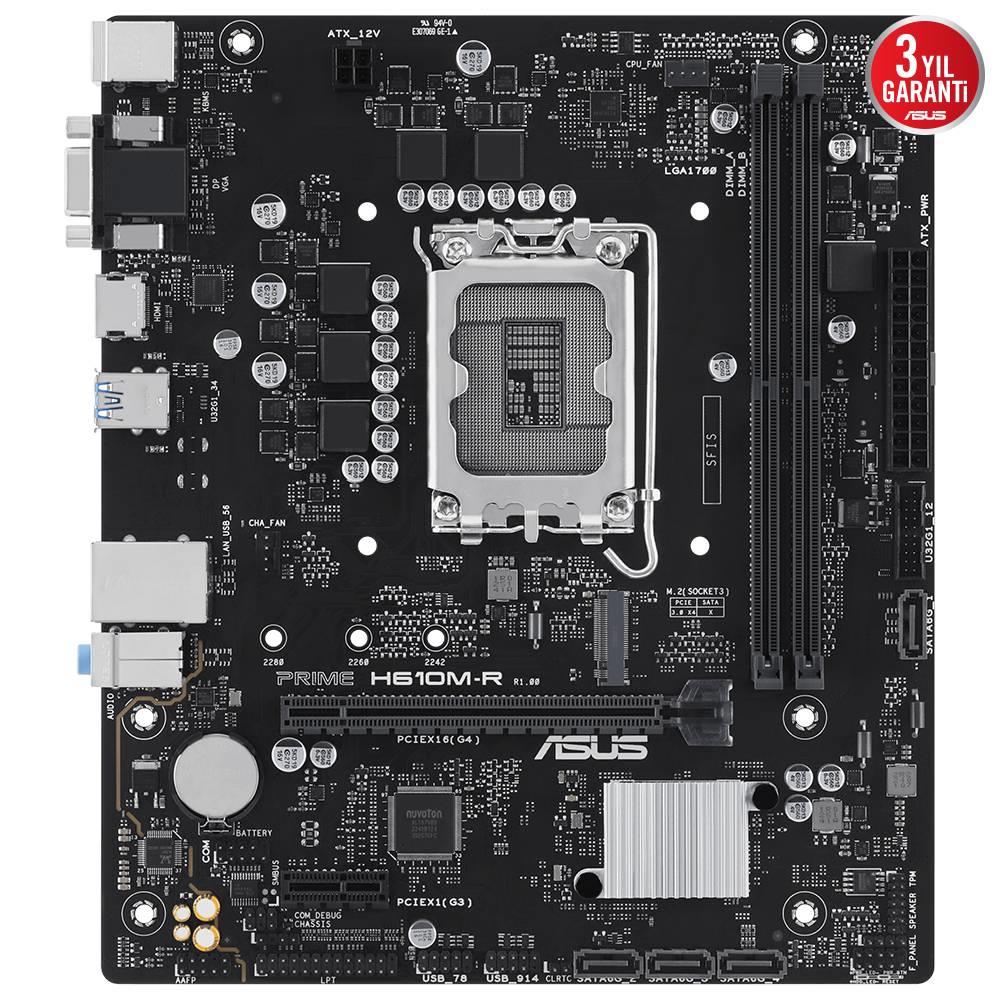ASUS PRIME H610M-R-SI 5600MHz OC DDR5 Soket 1700 M.2 HDMI DP mATX Anakart