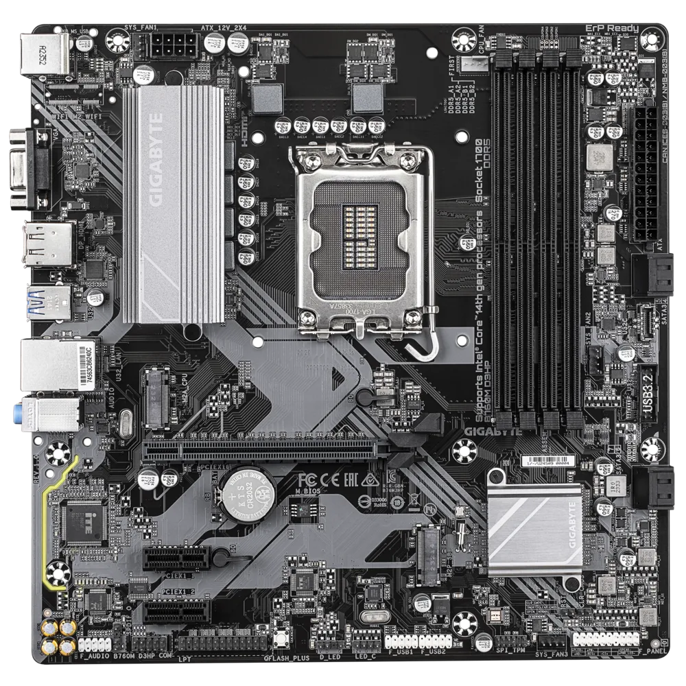 GIGABYTE B760M D3HP DDR5 5600MHz(OC) Soket 1700 M.2 HDMI DP mATX Anakart