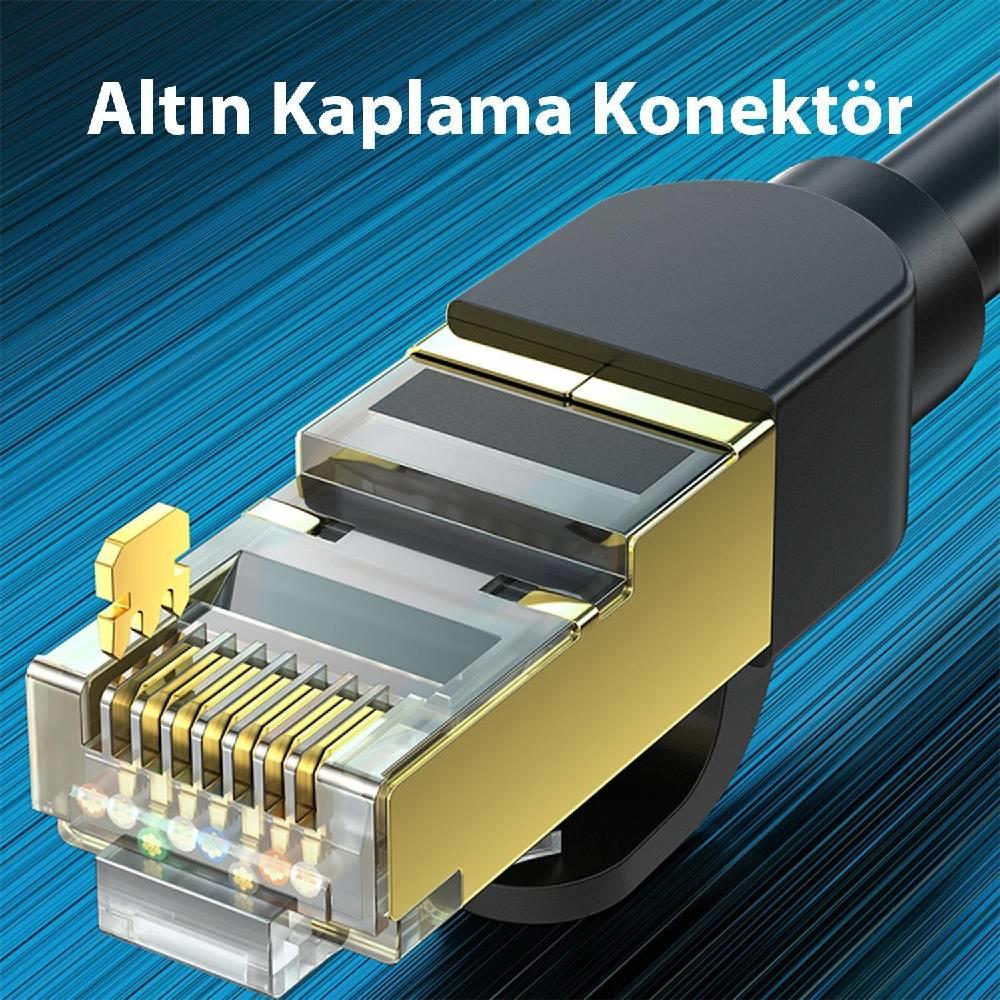 VegGieg CAT8 40Gbps 2000Mhz STP RJ45 Ethernet Kablosu 15 Metre