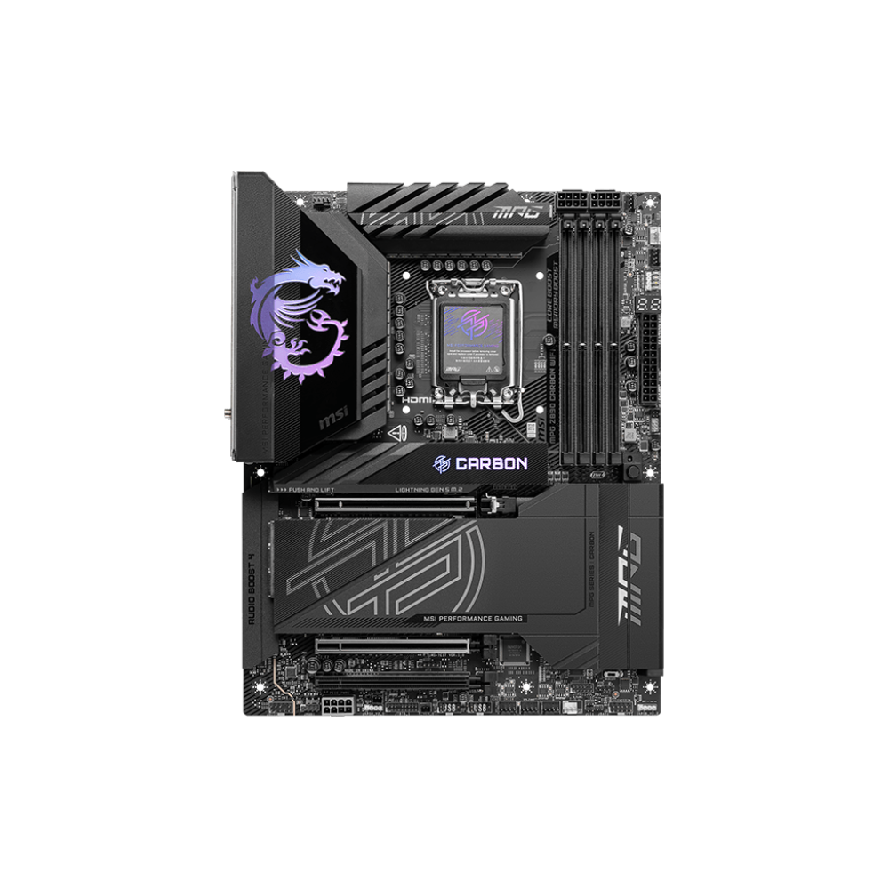 MSI MPG Z890 CARBON WIFI 9200MHz OC DDR5 Soket 1851 M.2 HDMI Thunderbolt 4 ATX Anakart