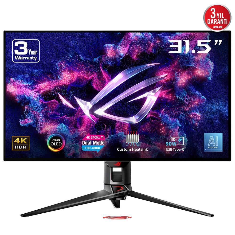 ASUS ROG Swift OLED PG32UCDP 31.5" 4K 240Hz FHD 480Hz 0.03ms HDMI DP Type-C Adaptive-Sync HDR10 Dual Mode OLED Gaming Monitör