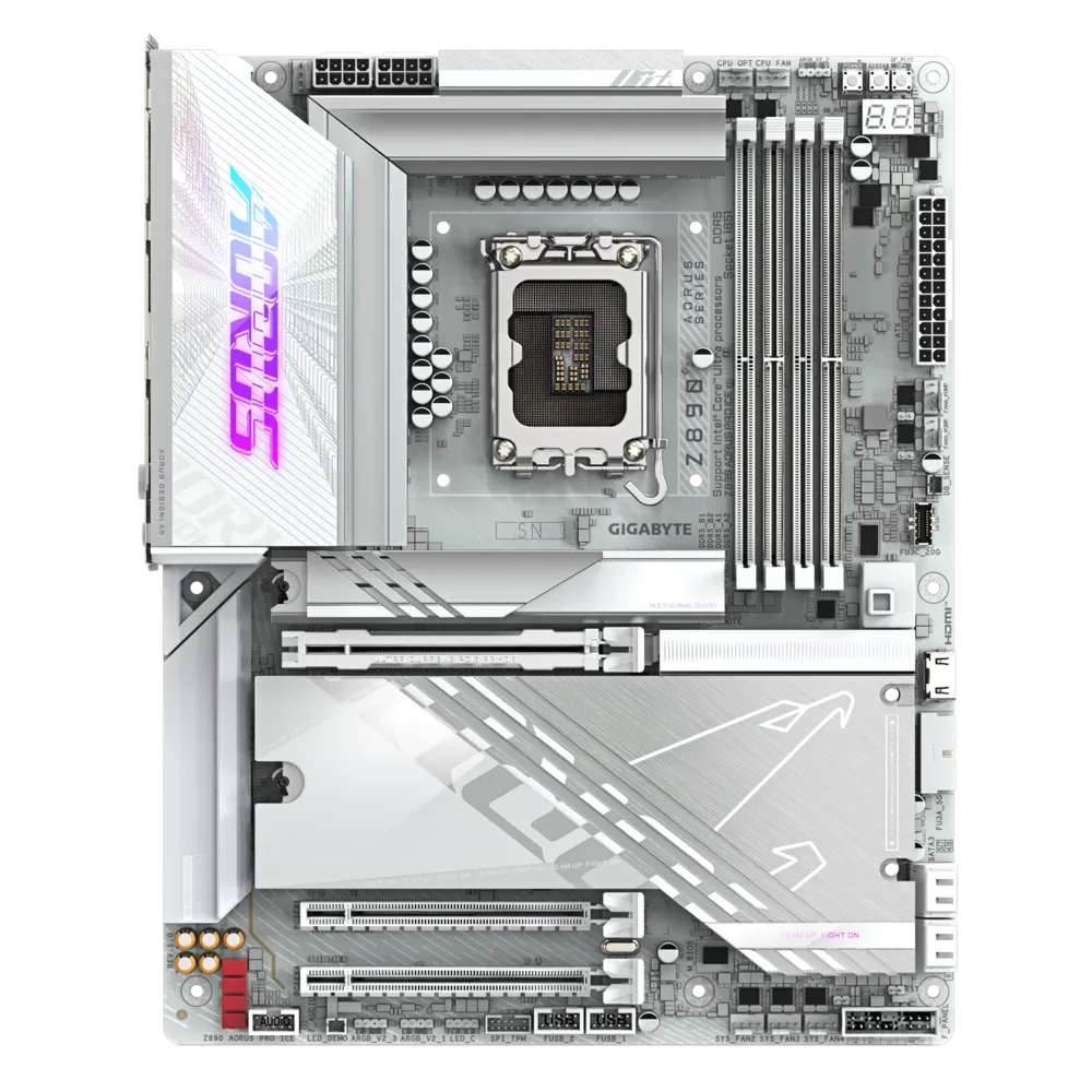 GIGABYTE Z890 AORUS PRO ICE 9500MHz OC Wi-Fi 7 DDR5 Soket 1851 M.2 HDMI Thunderbolt 4 ATX Anakart