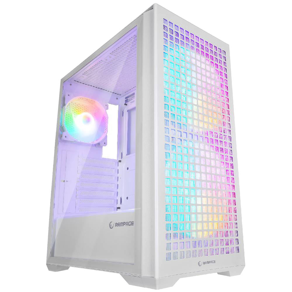 RAMPAGE GYRA V1 650W 80+ Bronze Tempered Glass USB 3.0 USB-C Rainbow ATX Beyaz Kasa görsel 1
