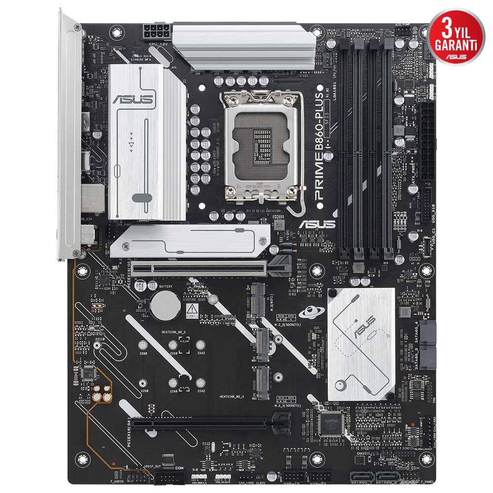 ASUS PRIME B860-PLUS-CSM 8666MHz OC DDR5 Soket 1851 M.2 USB-C HDMI DP ATX Anakart
