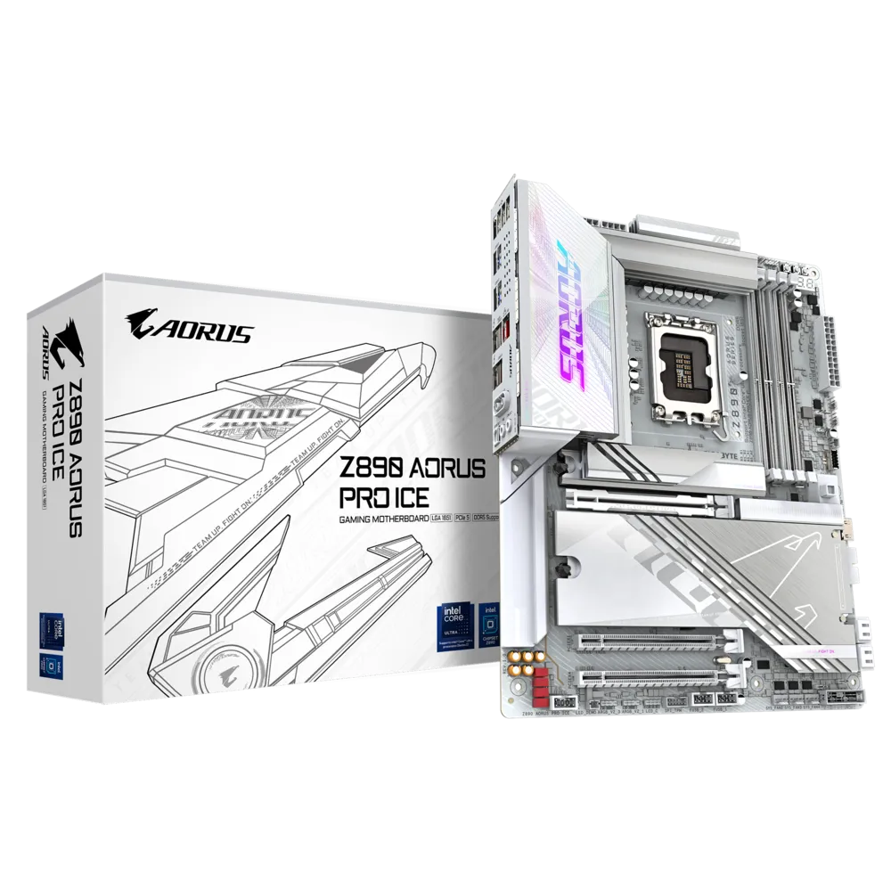 GIGABYTE Z890 AORUS PRO ICE 9500MHz OC Wi-Fi 7 DDR5 Soket 1851 M.2 HDMI Thunderbolt 4 ATX Anakart görsel 1