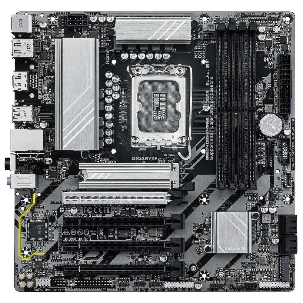 GIGABYTE B860M DS3H WIFI6E 9066MHz OC DDR5 Soket 1851 M.2 HDMI DP mATX Anakart