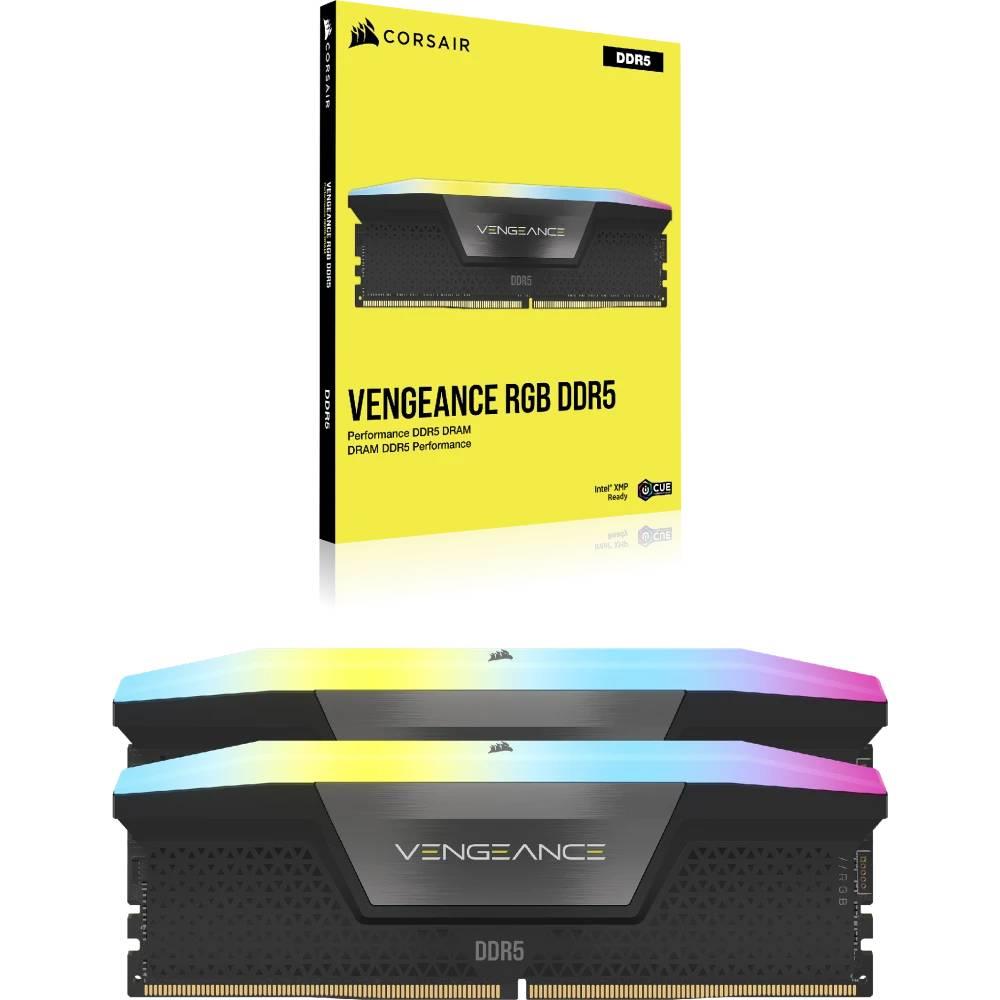 CORSAIR 96GB (2x48GB) Vengeance RGB 6400MHz CL32 DDR5 XMP Siyah