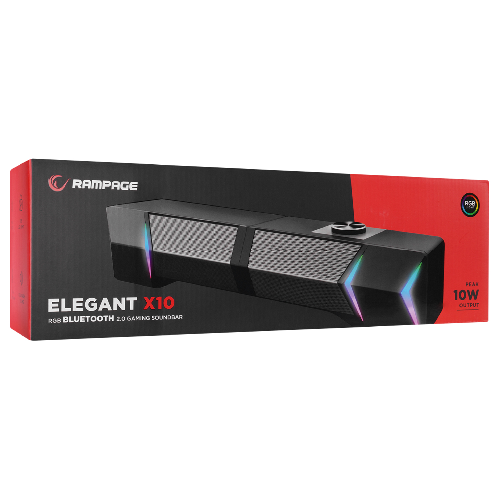 Rampage Elegant x10 2.0 Bluetooth RMS 3W*2 RGB Işıklı Muldimedia USB 5V 45dB Gaming Speaker