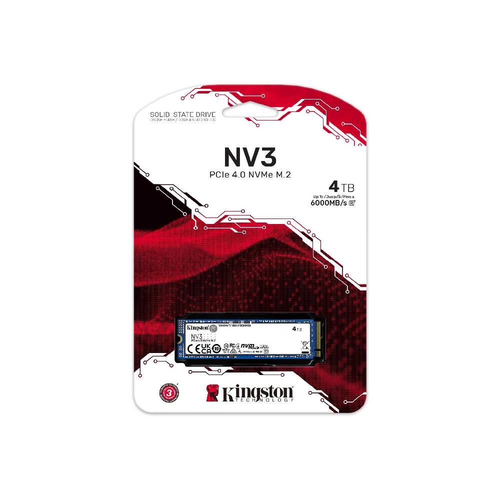 Kingston 4TB NV3 Gen4 NVMe M.2 SSD (6000MB Okuma / 5000MB Yazma)