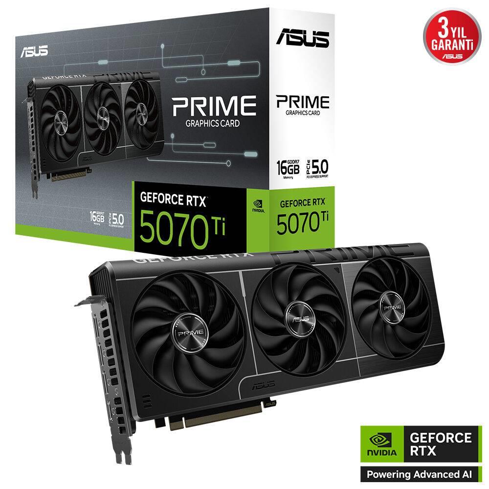 ASUS PRIME GeForce RTX 5070 Ti 16GB  GDDR7 DLSS 4 256 Bit Ekran Kartı
