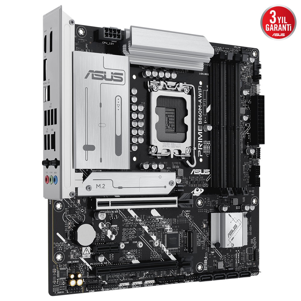 ASUS PRIME B860M-A WIFI 8666MHz OC DDR5 Soket 1851 M.2 USB-C HDMI DP mATX Anakart