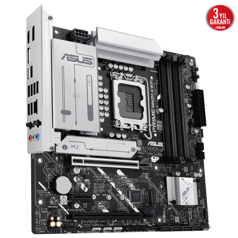 ASUS PRIME B860M-A WIFI 8666MHz OC DDR5 Soket 1851 M.2 USB-C HDMI DP mATX Anakart