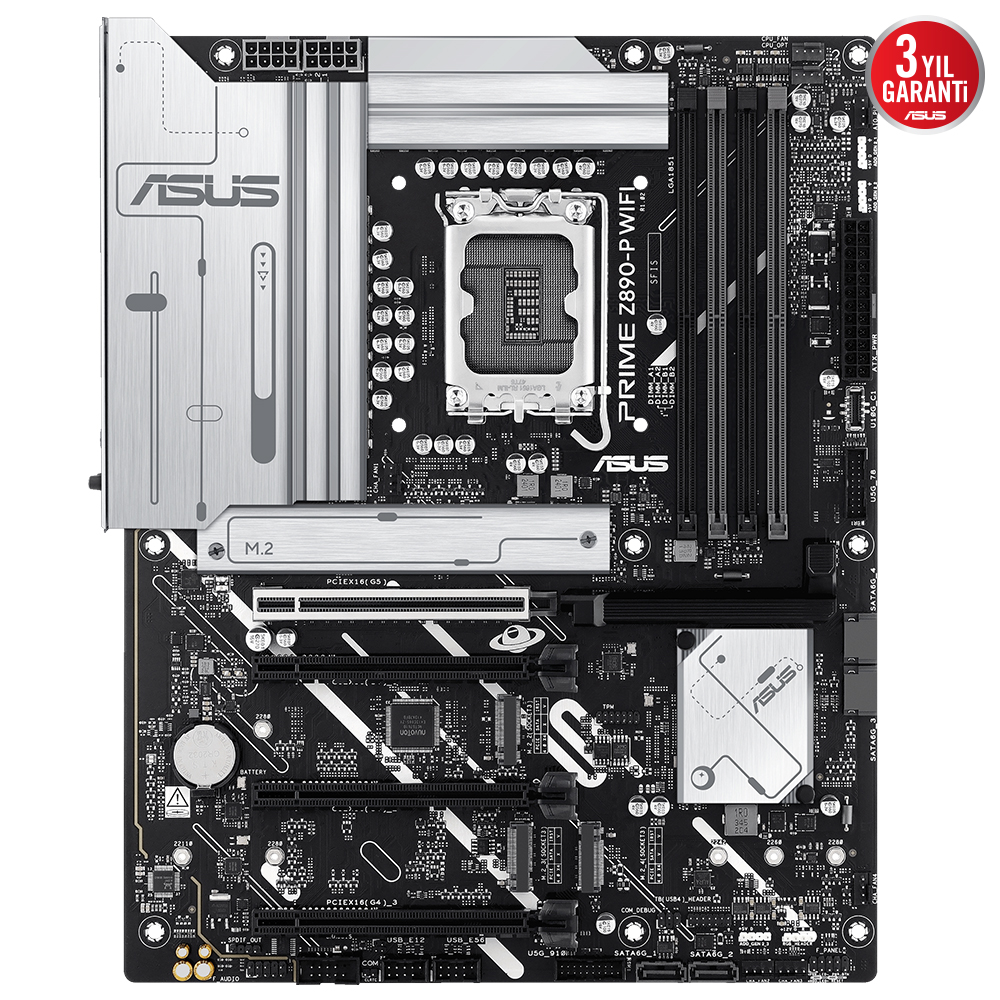 ASUS PRIME Z890-P WIFI 8400MHz OC WiFi 7 DDR5 Soket 1851 M.2 HDMI DP Thunderbolt 4 ATX Anakart