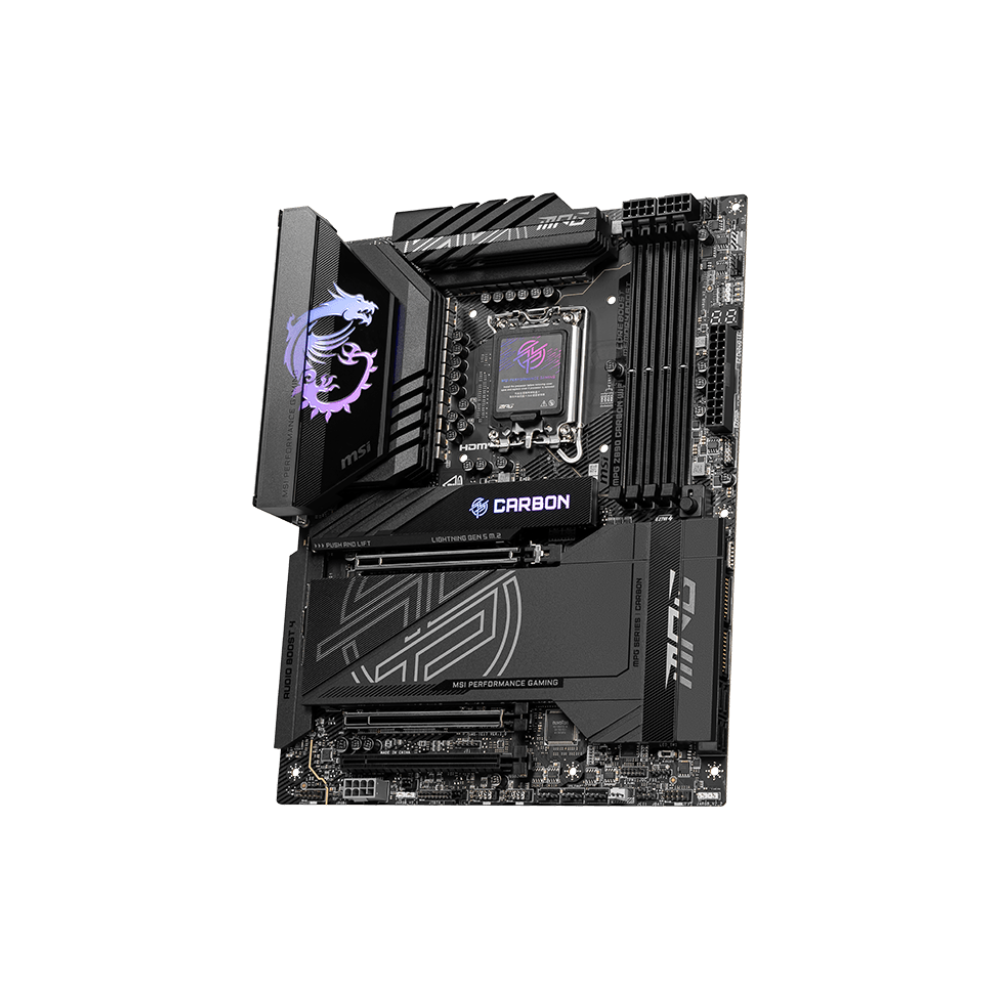MSI MPG Z890 CARBON WIFI 9200MHz OC DDR5 Soket 1851 M.2 HDMI Thunderbolt 4 ATX Anakart