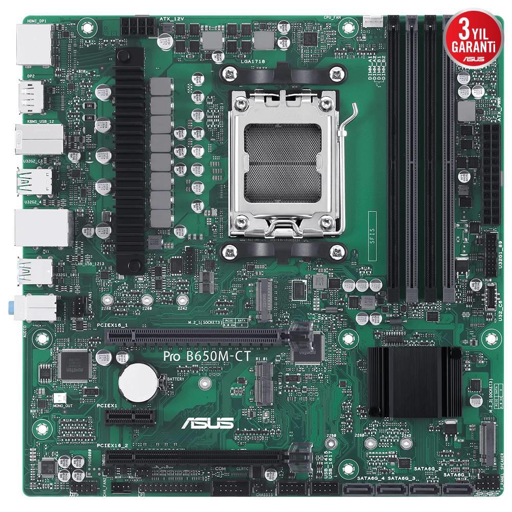 ASUS PRO B650M-CT-CSM 7600MHz OC DDR5 Soket AM5 HDMI DP M.2 USB 3.2 mATX Anakart