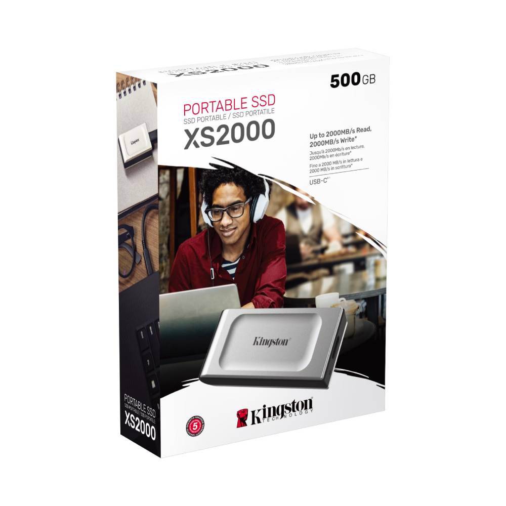 Kingston 500GB XS2000 USB 3.2 Gri Taşınabilir SSD (2000MB Okuma / 2000MB Yazma)