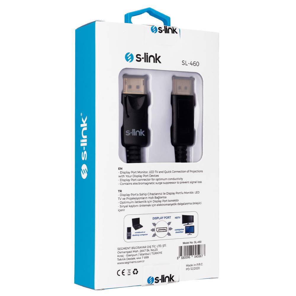 S-link SL-460 1.5m Display Port M/M Kablo