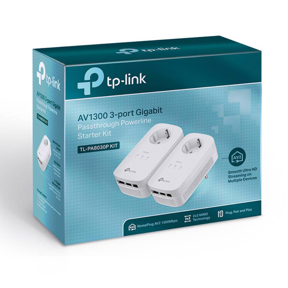 TP-LINK TL-PA8030P AV1200 3-Portlu Gigabit Passthrough Powerline Başlangıç Kiti