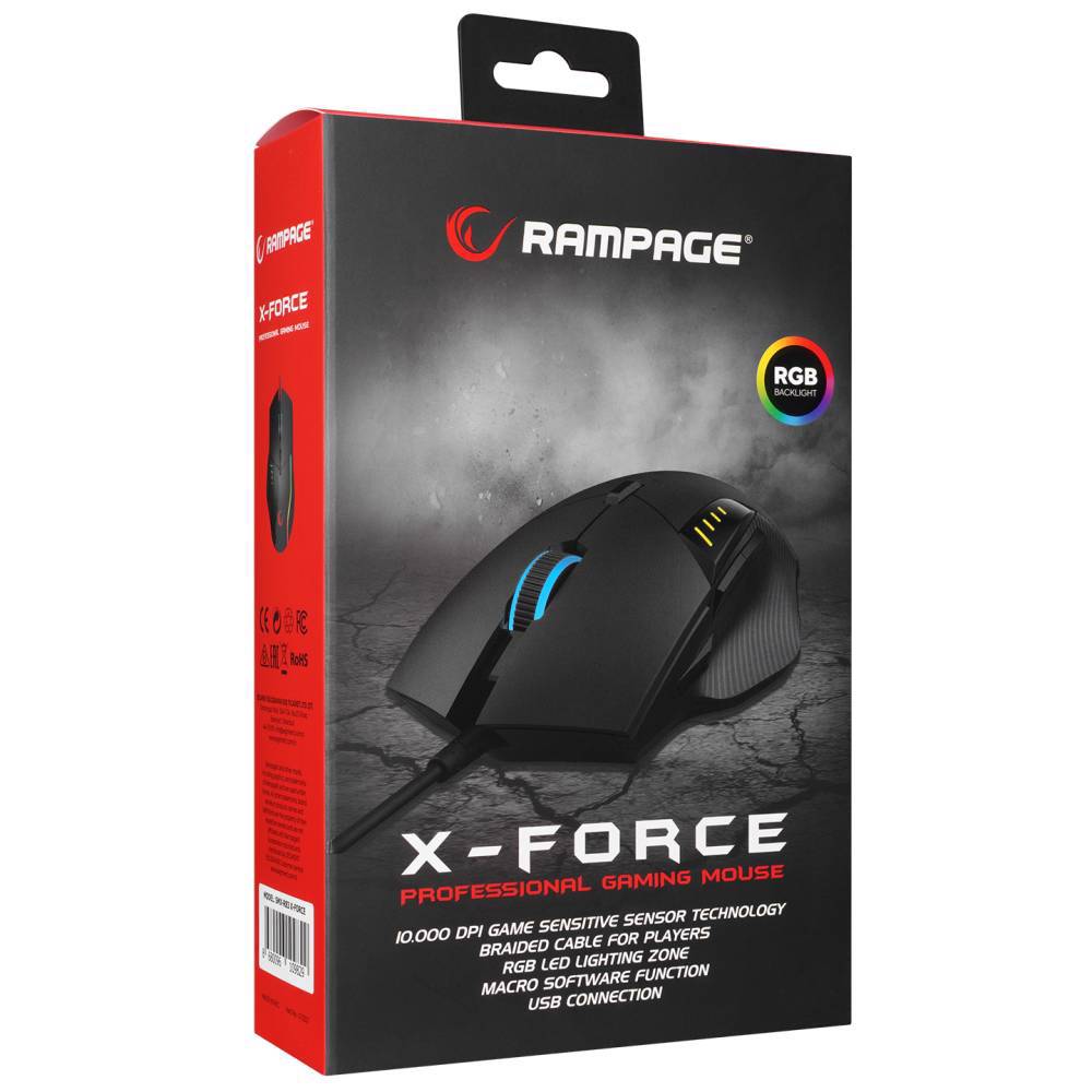 Rampage SMX-R83 X-FORCE 10000 DPI RGB Siyah Gaming Mouse