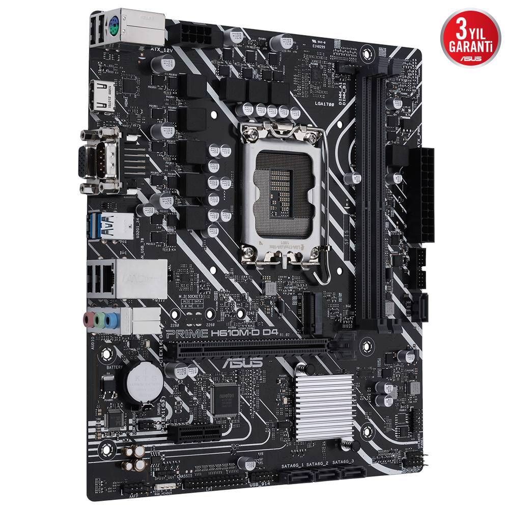 ASUS PRIME H610M-D D4  3200MHz  Soket 1700 M.2 HDMI D-Sub mATX Anakart