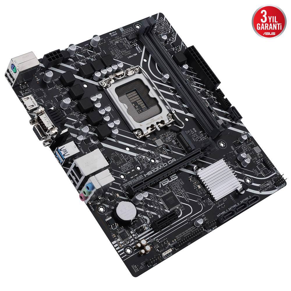 ASUS PRIME H610M-D D4  3200MHz  Soket 1700 M.2 HDMI D-Sub mATX Anakart