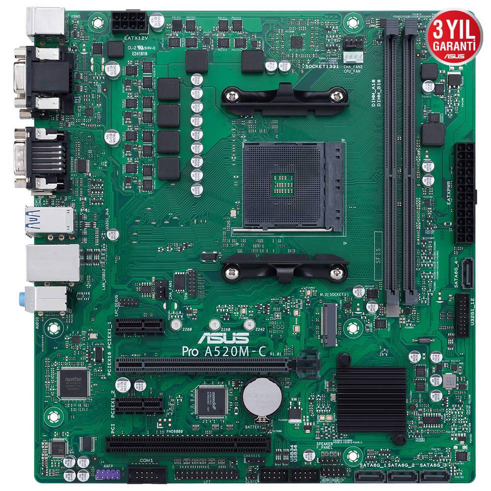 ASUS PRO A520M-C/CSM 4600MHz OC DDR4 Soket AM4 M.2 VGA DVI HDMI mATX Anakart