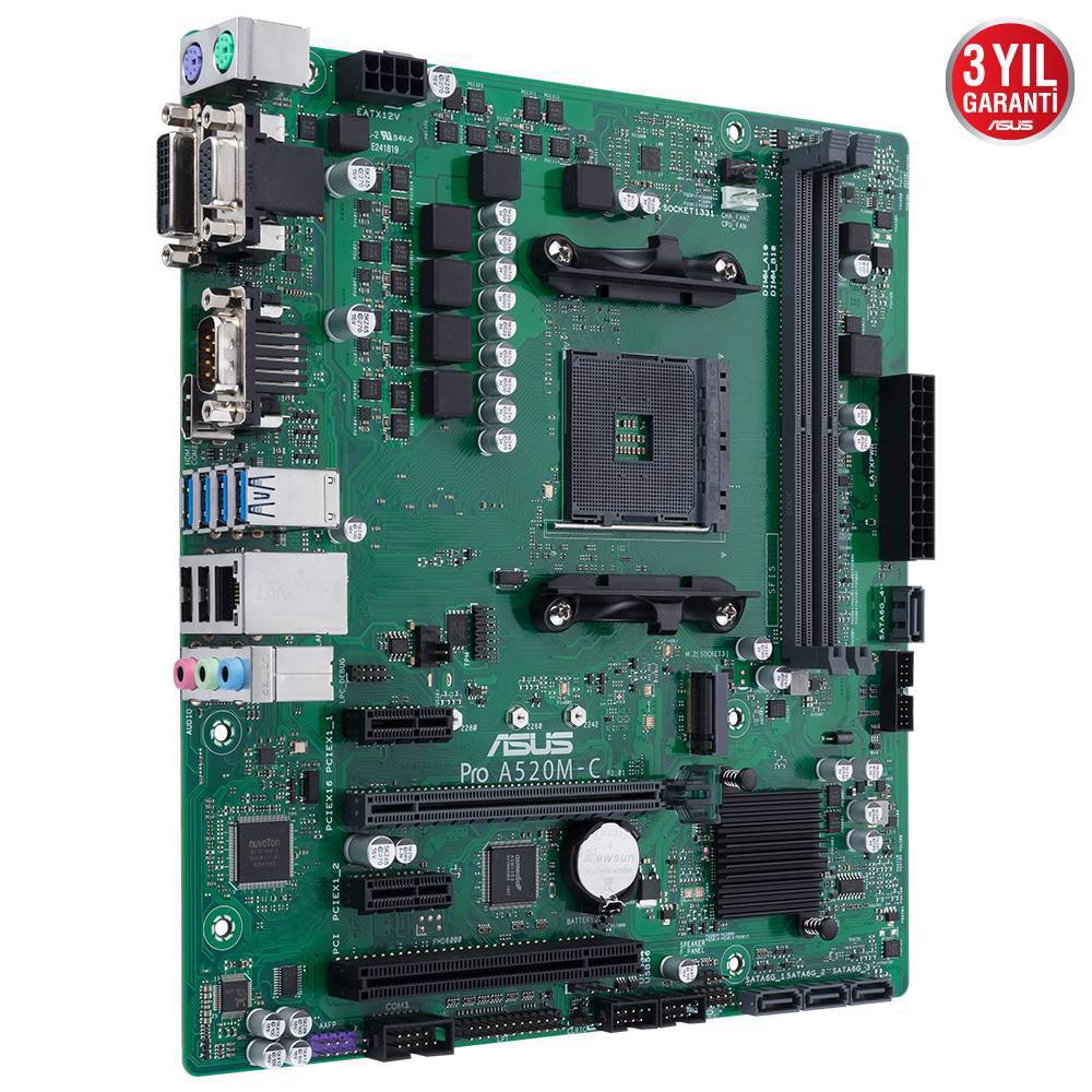 ASUS PRO A520M-C/CSM 4600MHz OC DDR4 Soket AM4 M.2 VGA DVI HDMI mATX Anakart