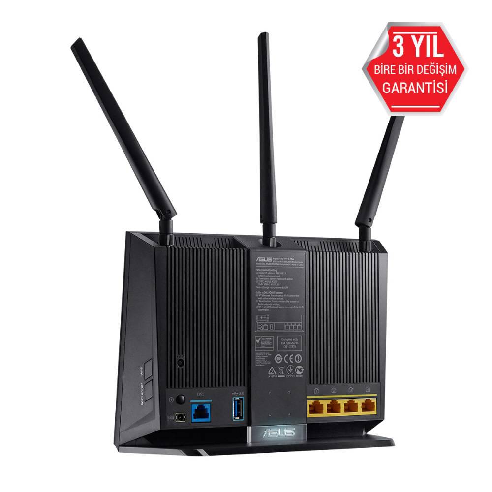 ASUS DSL-AC68U DualBand Ai Mesh Torrent Bulut DLNA 4G VPN ADSL VDSL Fiber Modem Router