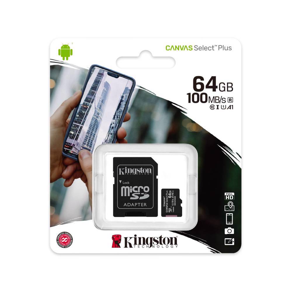 Kingston 64GB Canvas Select Plus microSD Adaptörlü Hafıza Kartı