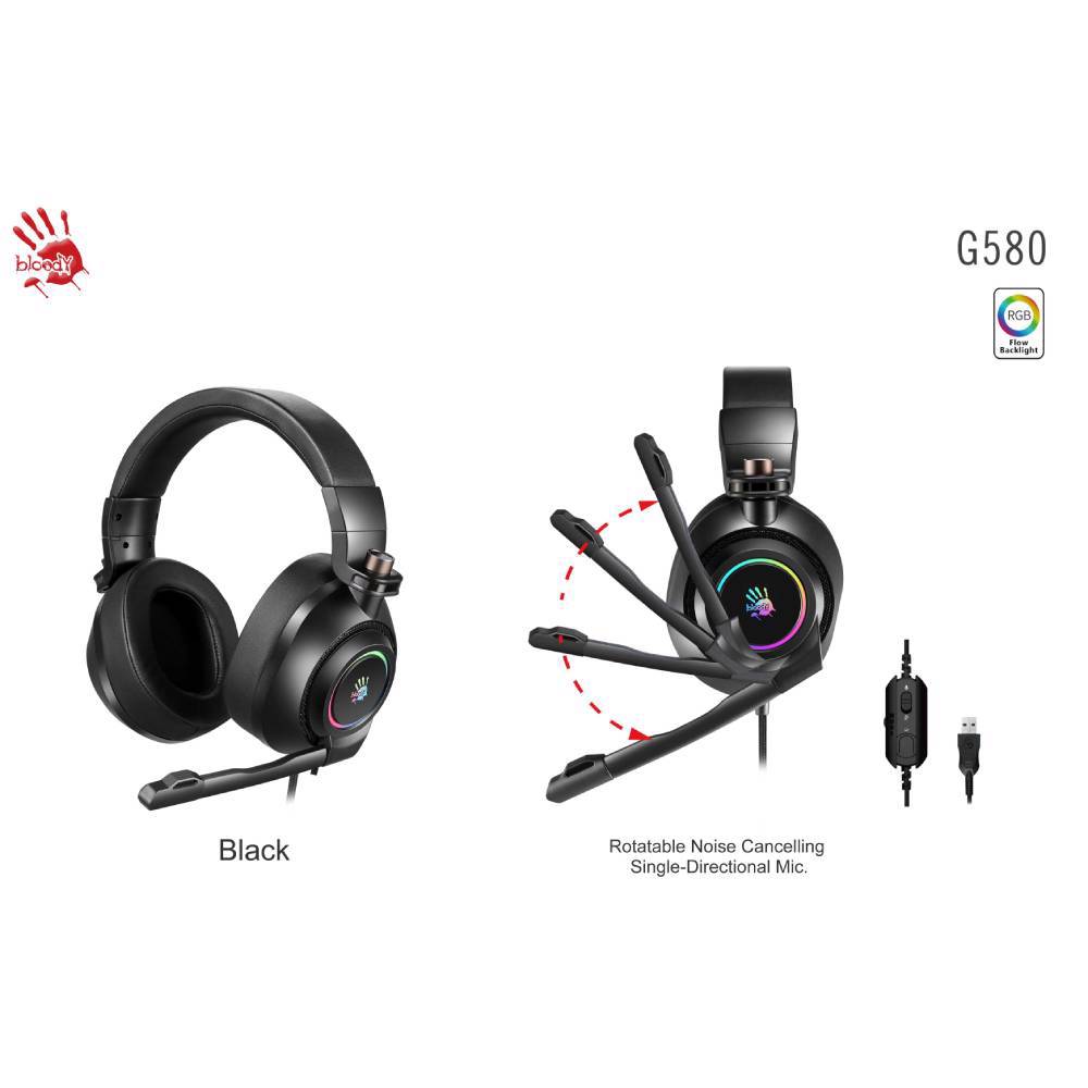 A4Tech Bloody G580 Kablolu 7.1 Surround Siyah RGB Gaming Kulaklık