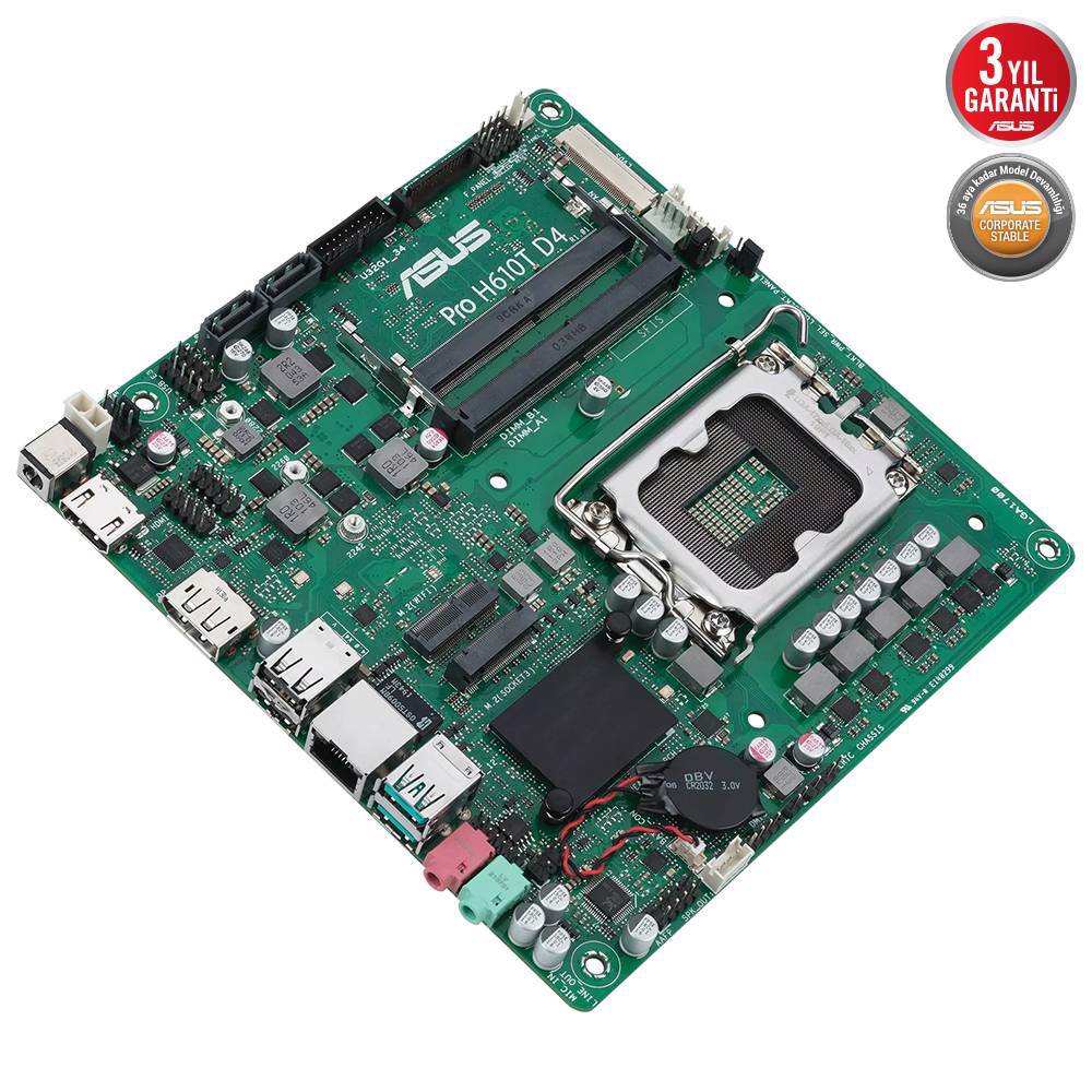 ASUS PRO H610T D4-CSM 3200MHz OC DDR4 Soket 1700 M.2 HDMI DP ım-ITX Anakart