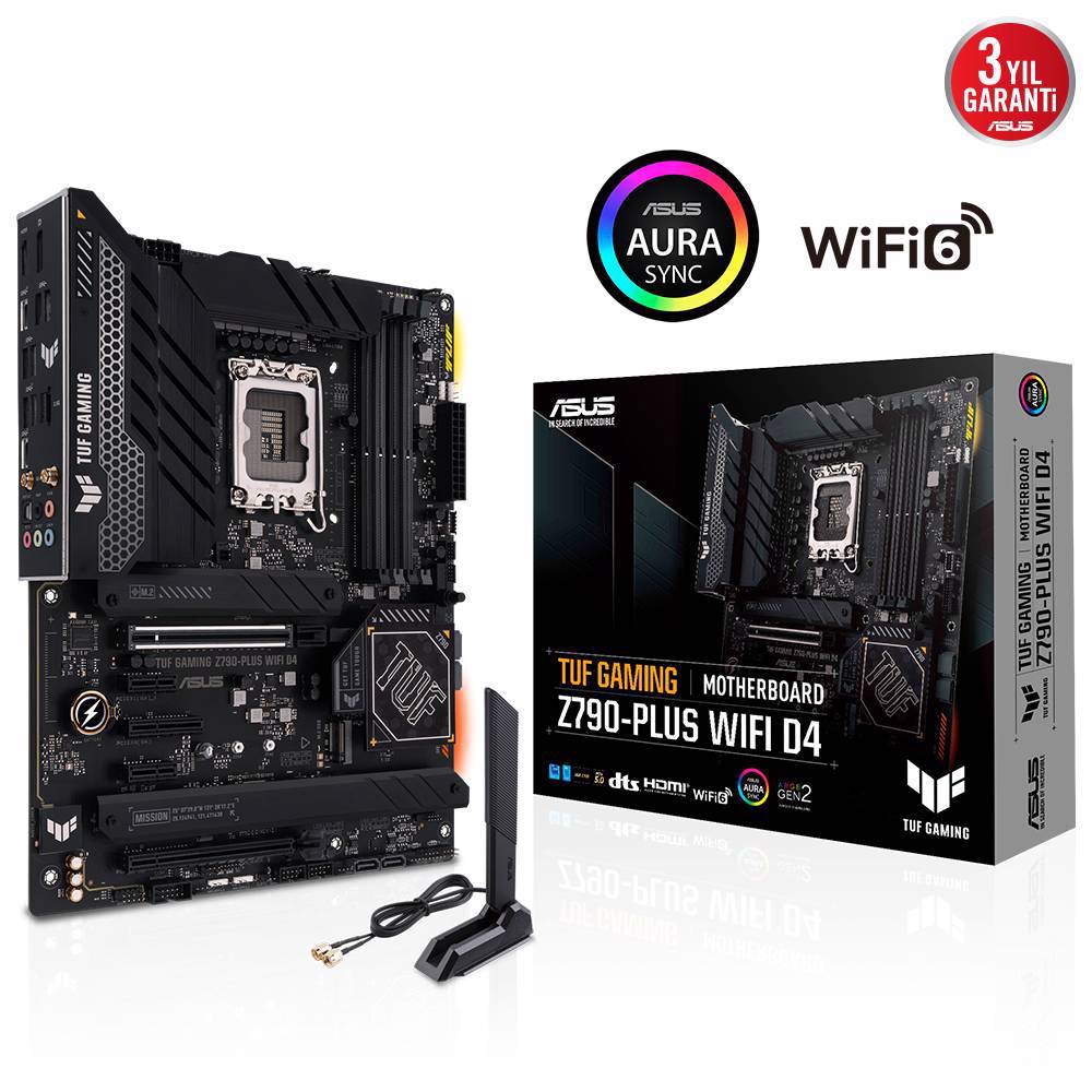 ASUS TUF GAMING Z790-PLUS WIFI D4 5333MHz(OC) DDR4 Soket 1700 M.2 HDMI DP ATX Anakart