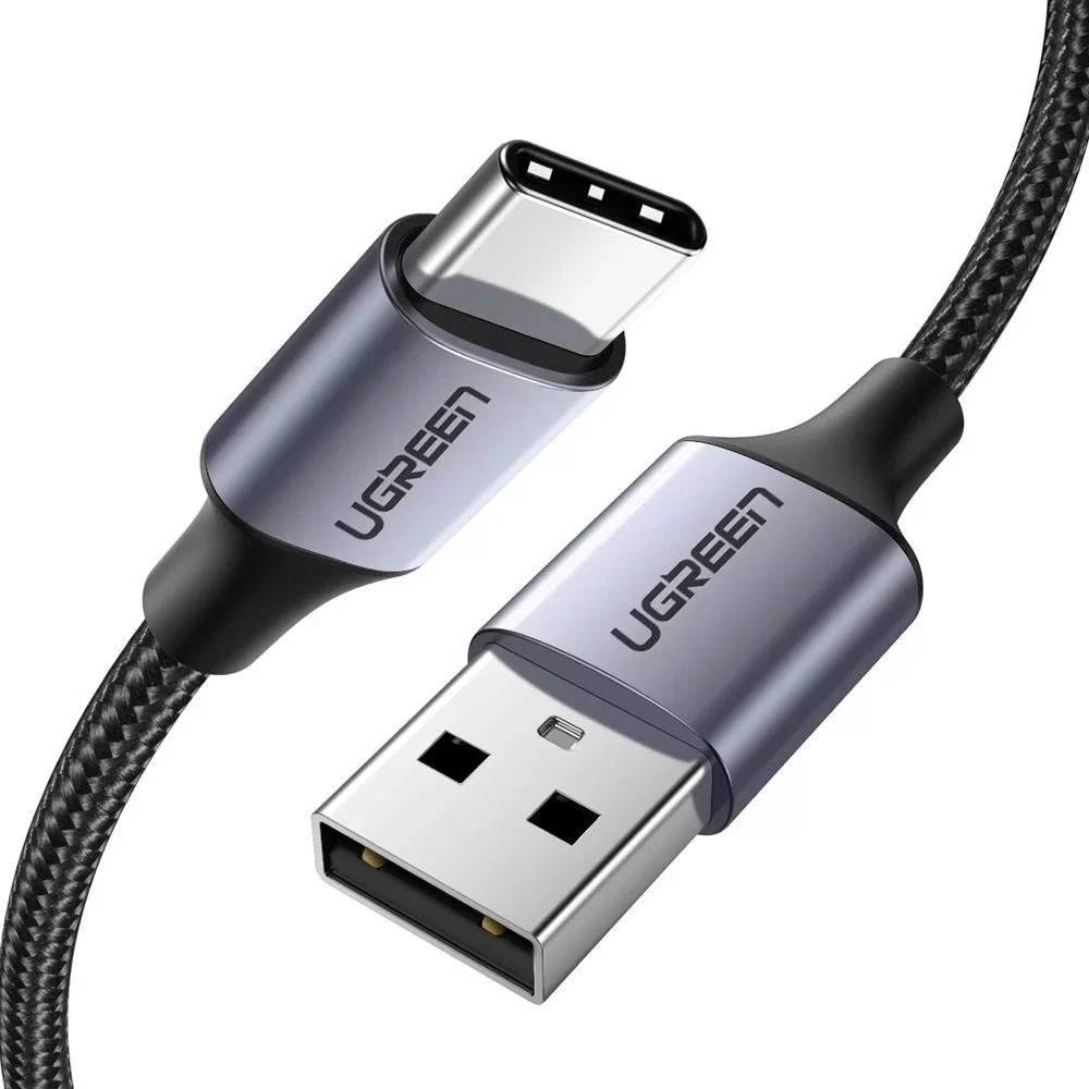 UGREEN USB to Type-C Örgülü 50 cm Siyah Hızlı Şarj Kablosu