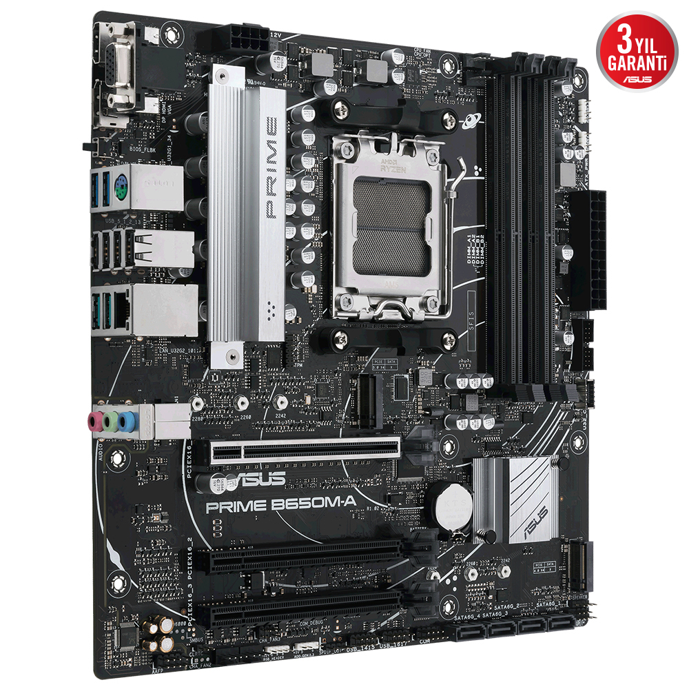 ASUS PRIME B650M-A 5600MHz(OC) DDR5 Soket AM5 M.2 HDMI DP VGA mATX Anakart