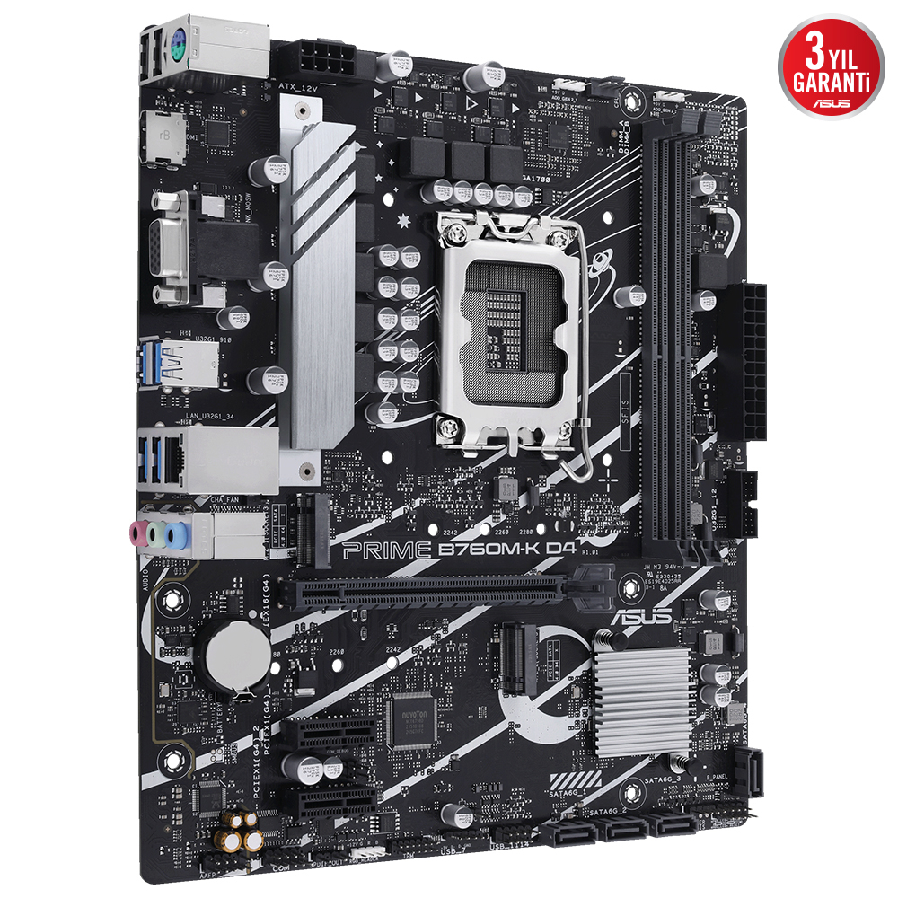 ASUS PRIME B760M-K D4 5333MHz OC DDR4 Soket 1700 M.2 HDMI VGA mATX Anakart