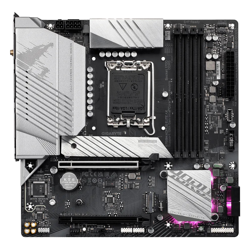 GIGABYTE B760M AORUS ELITE AX 7600MHz(OC) DDR5 Soket 1700 M.2 HDMI DP mATX Anakart