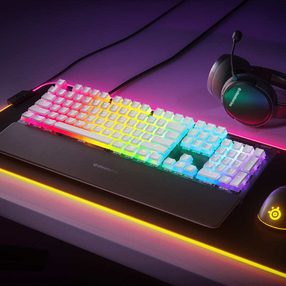 SteelSeries PrismCaps Beyaz Double Shot PBT Tuş Takımı