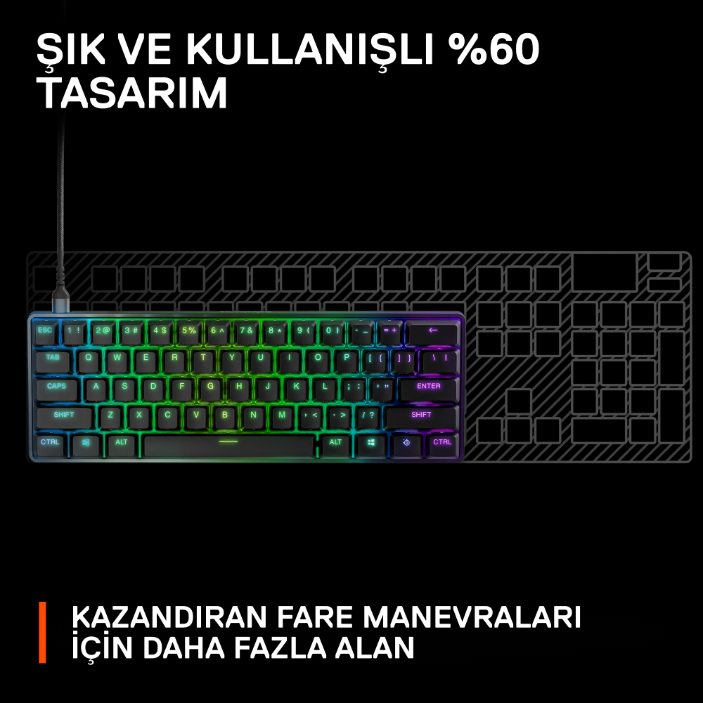 SteelSeries Apex 9 Mini OptiPoint Optical Switch İngilizce (UK) RGB Gaming Klavye