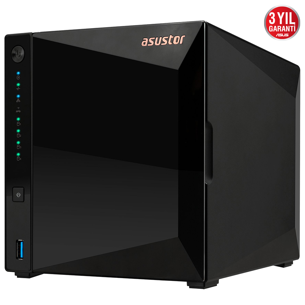 ASUSTOR DRIVESTOR 4 Pro AS3304T Realtek RTD1296 2GB DDR4 4 Yuvalı(4X22TB Desteği)  2.5GbE USB 3.2 NAS Depolama Cihazı