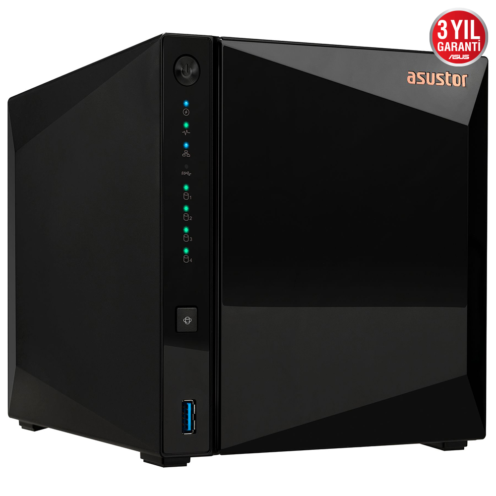 ASUSTOR DRIVESTOR 4 Pro AS3304T Realtek RTD1296 2GB DDR4 4 Yuvalı(4X22TB Desteği)  2.5GbE USB 3.2 NAS Depolama Cihazı