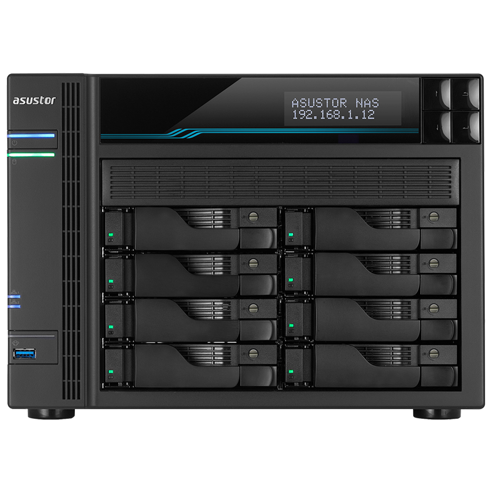 ASUSTOR Lockerstor 8 AS6508T Intel Atom C3538 8GB DDR4(64GB Ram Desteği) 8 Yuvalı(8X22TB Desteği) M.2  10GbE  2.5 GbE  USB 3.2  NAS Depolama Cihazı