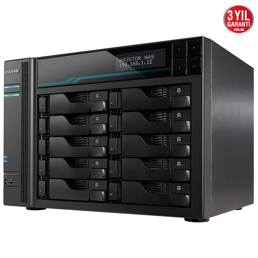 AS6510T Intel C3538, 10 Yuvalı(10X22TB Desteği), 8GB DDR4(64GB Ram Desteği), M.2 x2, 10GbE x2, 2.5 GbE x2, USB 3.2 