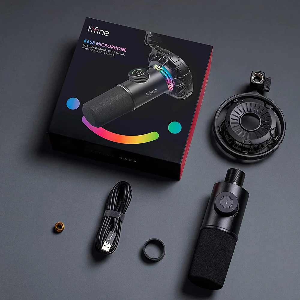 Fifine K658 USB Mikrofon RGB Yayinci Mikrofonu | ITOPYA
