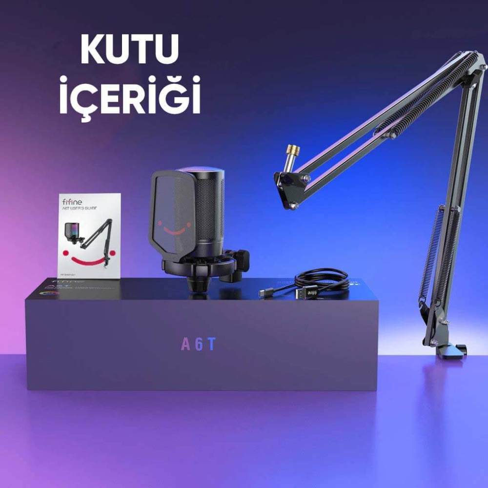 Fifine Ampligame A6T RGB Yayıncı USB Mikrofon Seti