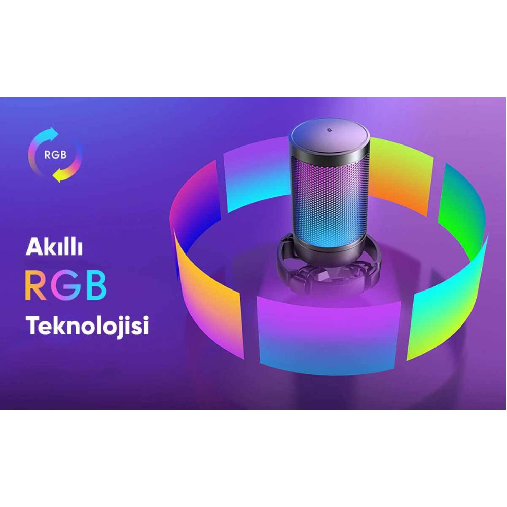Fifine Ampligame A6TP RGB Yayıncı USB Pembe Mikrofon Seti