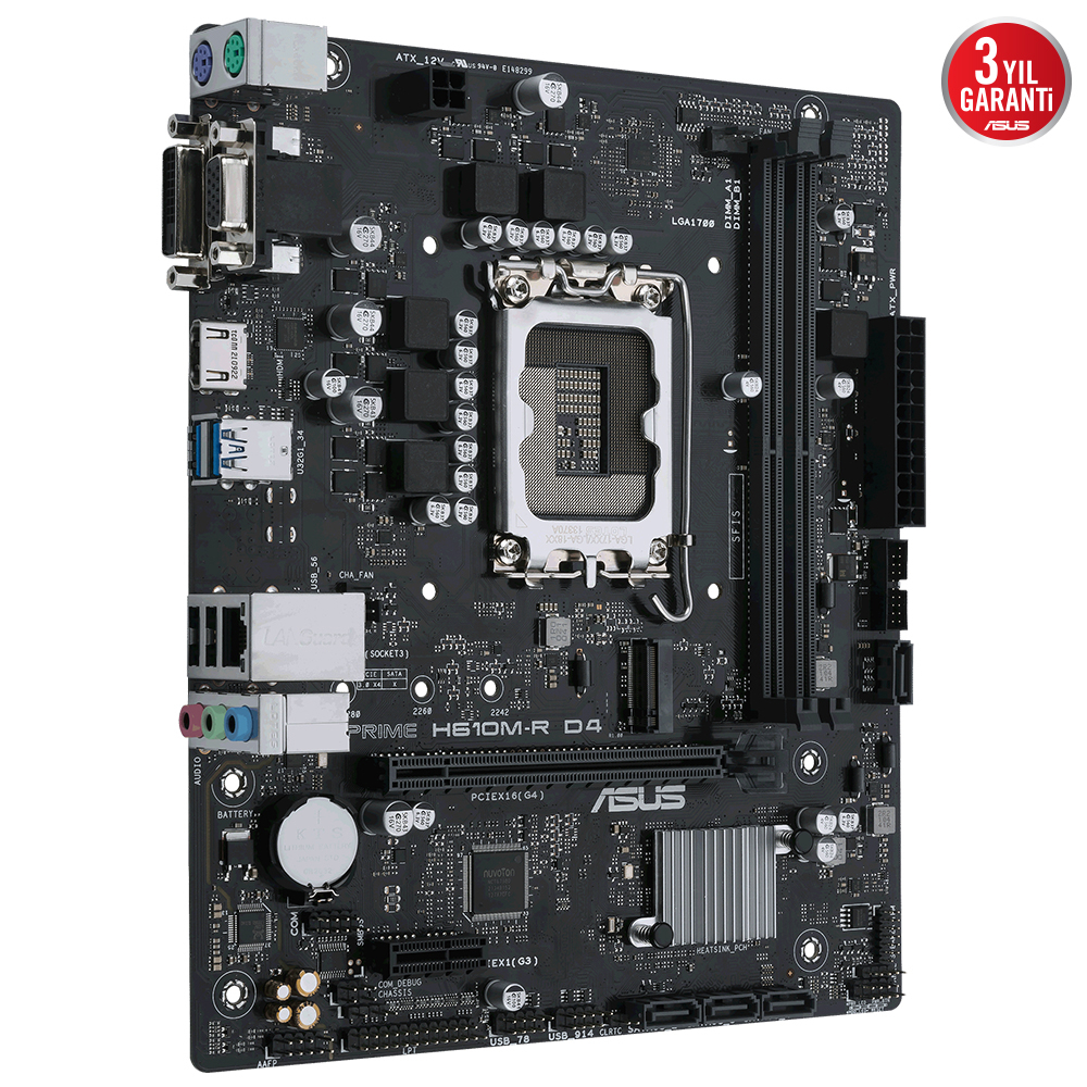 ASUS PRIME H610M-R D4-SI 3200MHz DDR4 Soket 1700 M.2 HDMI D-Sub DVI-D mATX Anakart