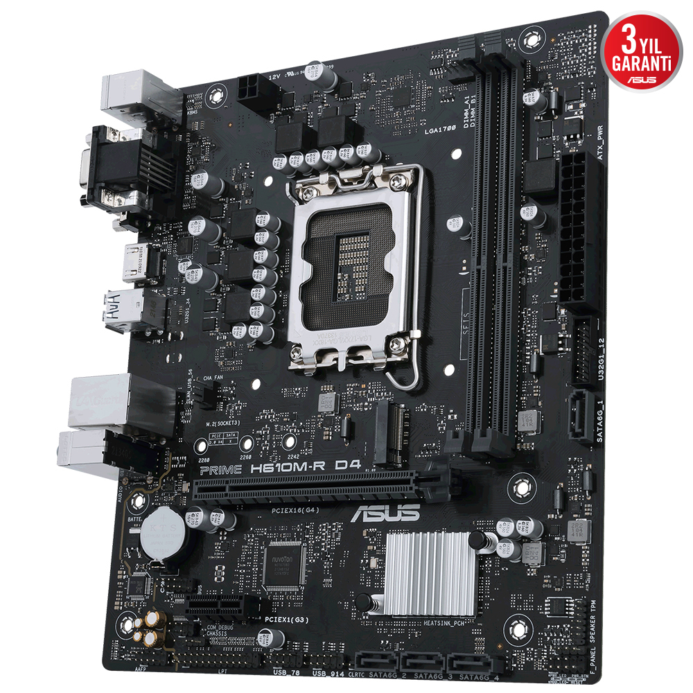 ASUS PRIME H610M-R D4-SI 3200MHz DDR4 Soket 1700 M.2 HDMI D-Sub DVI-D mATX Anakart