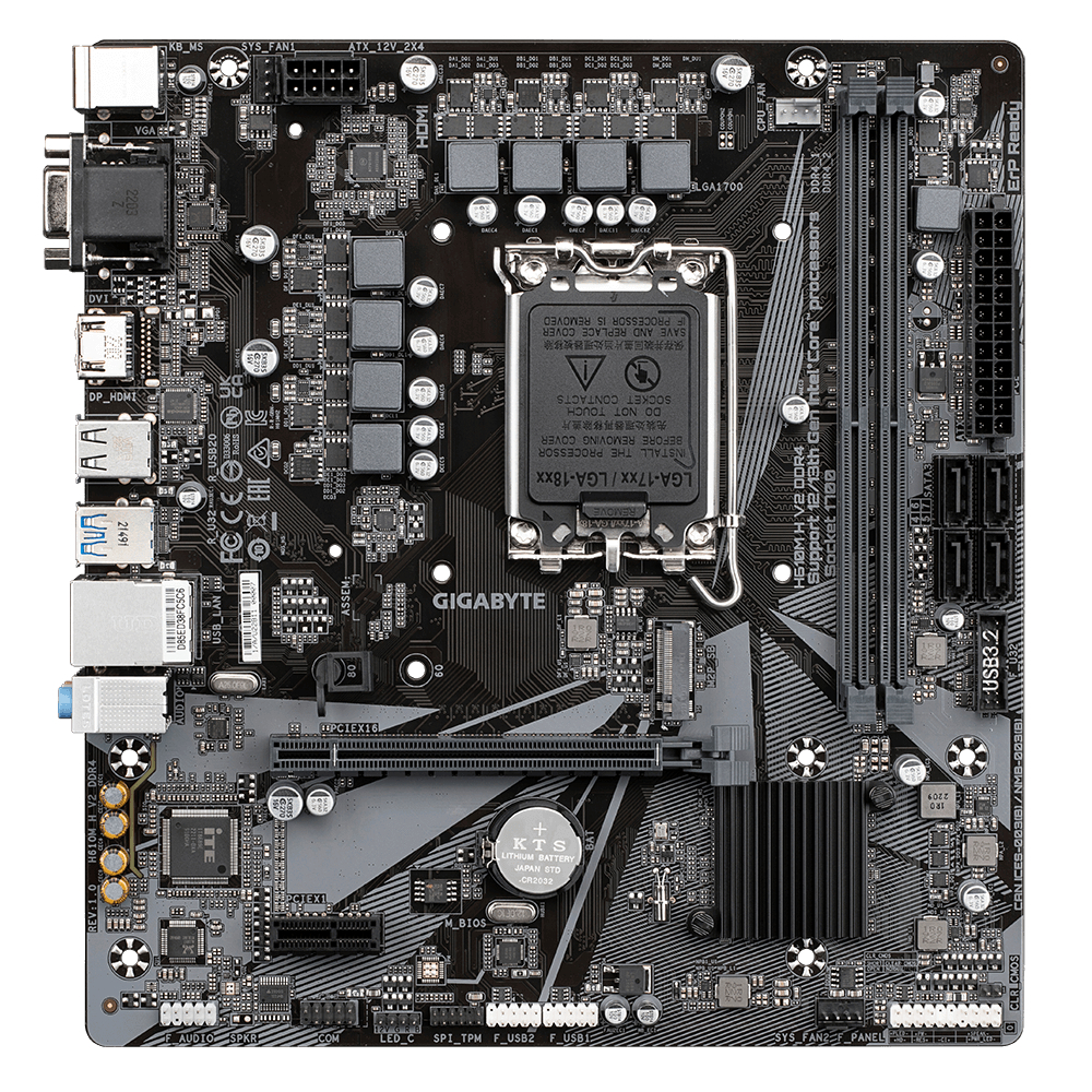 GIGABYTE H610M H V2 3200MHz DDR4 Soket 1700 M.2 USB 3.2 HDMI D-Sub mATX Anakart