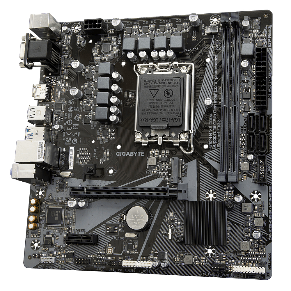 GIGABYTE H610M H V2 3200MHz DDR4 Soket 1700 M.2 USB 3.2 HDMI D-Sub mATX Anakart