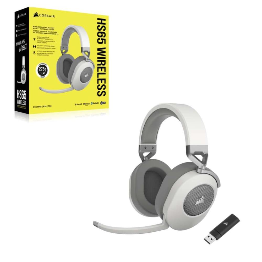CORSAIR HS65 Surround USB Dolby Audio 7.1 Surround Beyaz Kablosuz Gaming Kulaklık